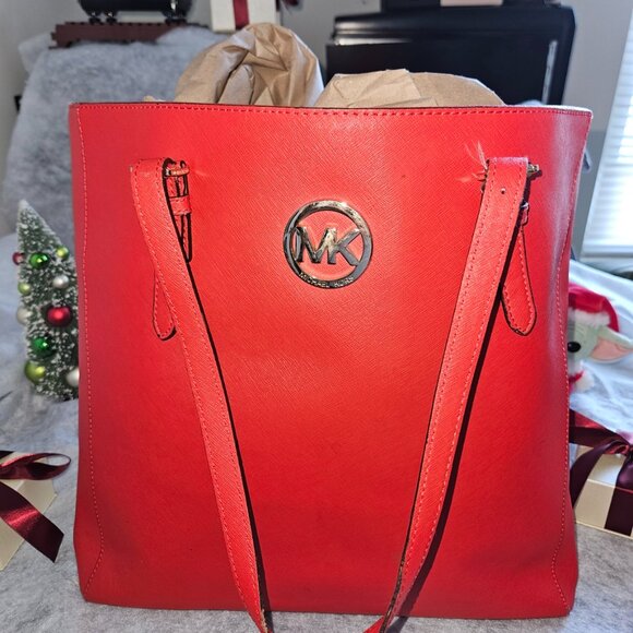 Michael Kors Orange/Coral Large Tote Bag Pre-Loved - Picture 1 of 8